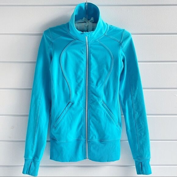 Lululemon Blue Nice Asana Brushed Surge Jacket Sweatshirt Size 4 - Picture 5 of 15